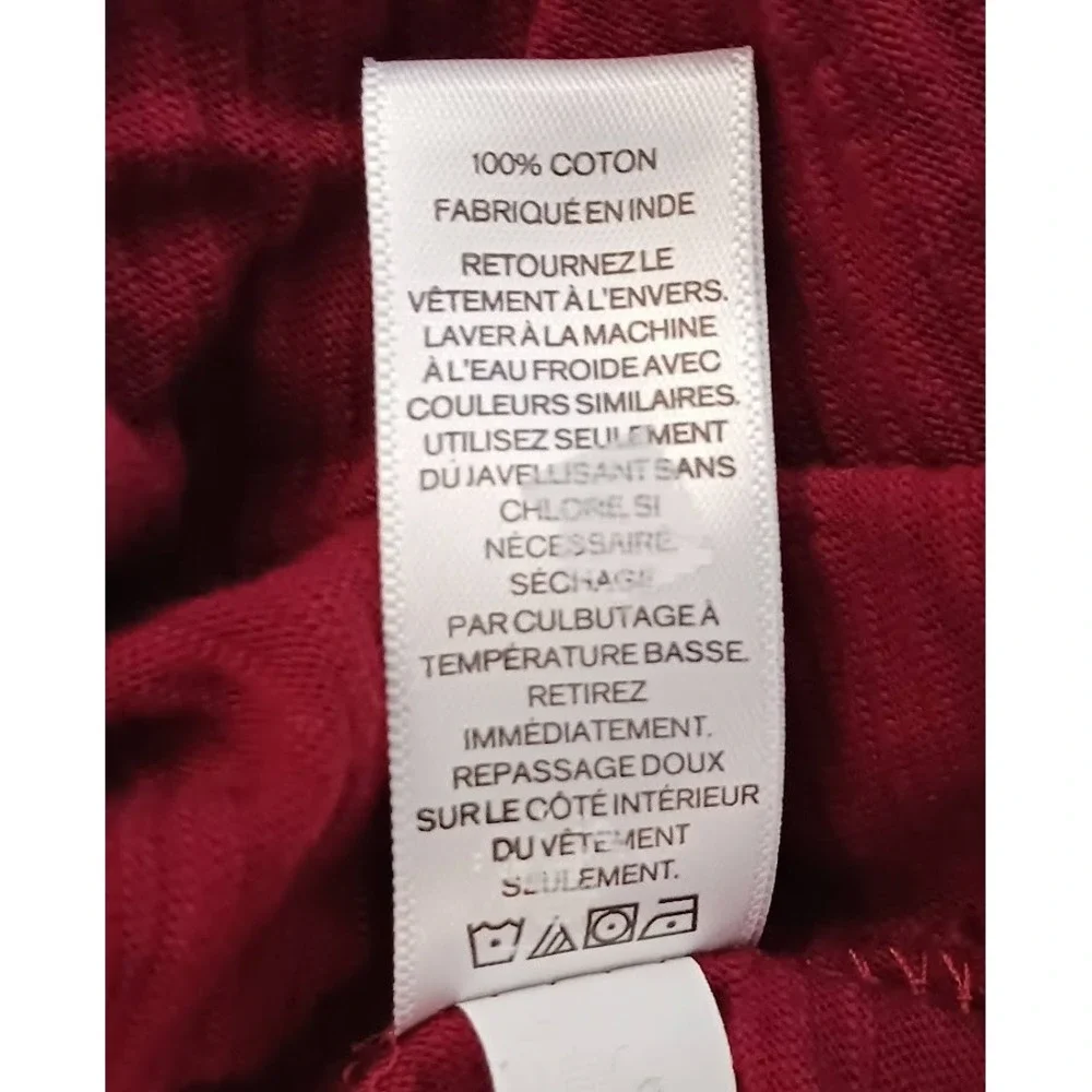 Express Short Sleeve V-Neck Shirt‎ Cotton Red Size Large